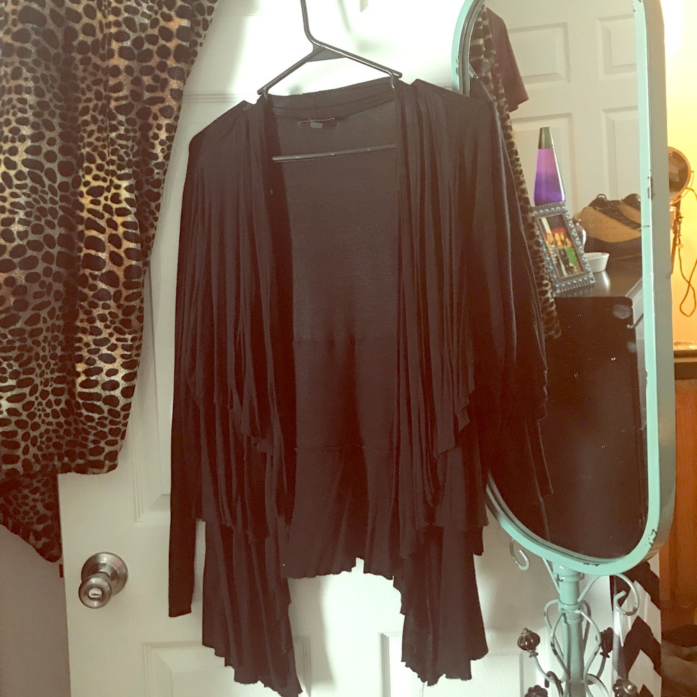 Black Layered Long Sleeve Cardigan